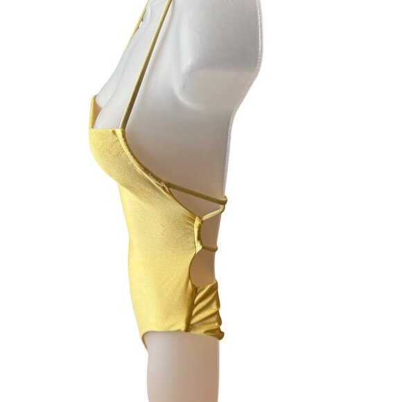 Lovers & Friends Yellow Halter One-Piece Swimsuit With Strappy Back Size XS - Picture 3 of 5